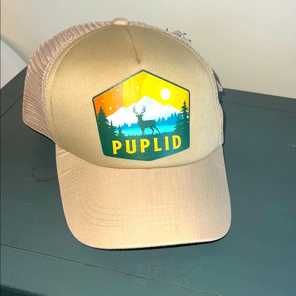 puplid Other - NWT - Puplid - Tan Trucker Hat with Colorful Logo